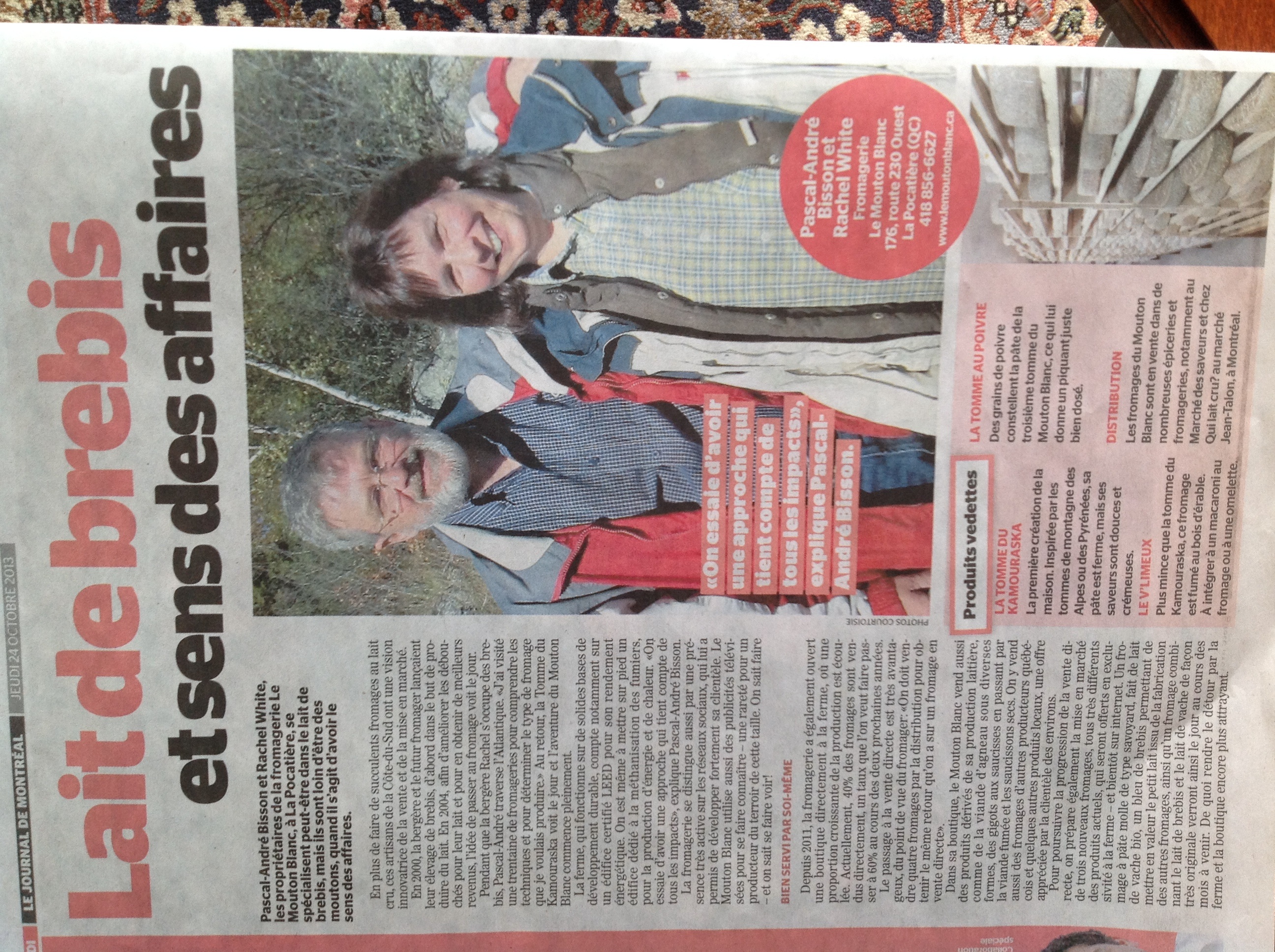 Article du Journal de Montréal, 24 octobre 2013.